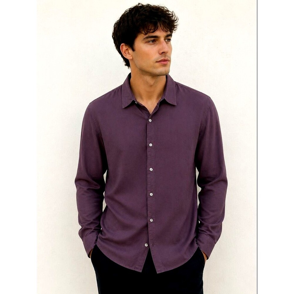 James Perse Los Angeles Mens 4 XL Plum Purple Cotton Poplin Button Down Shirt